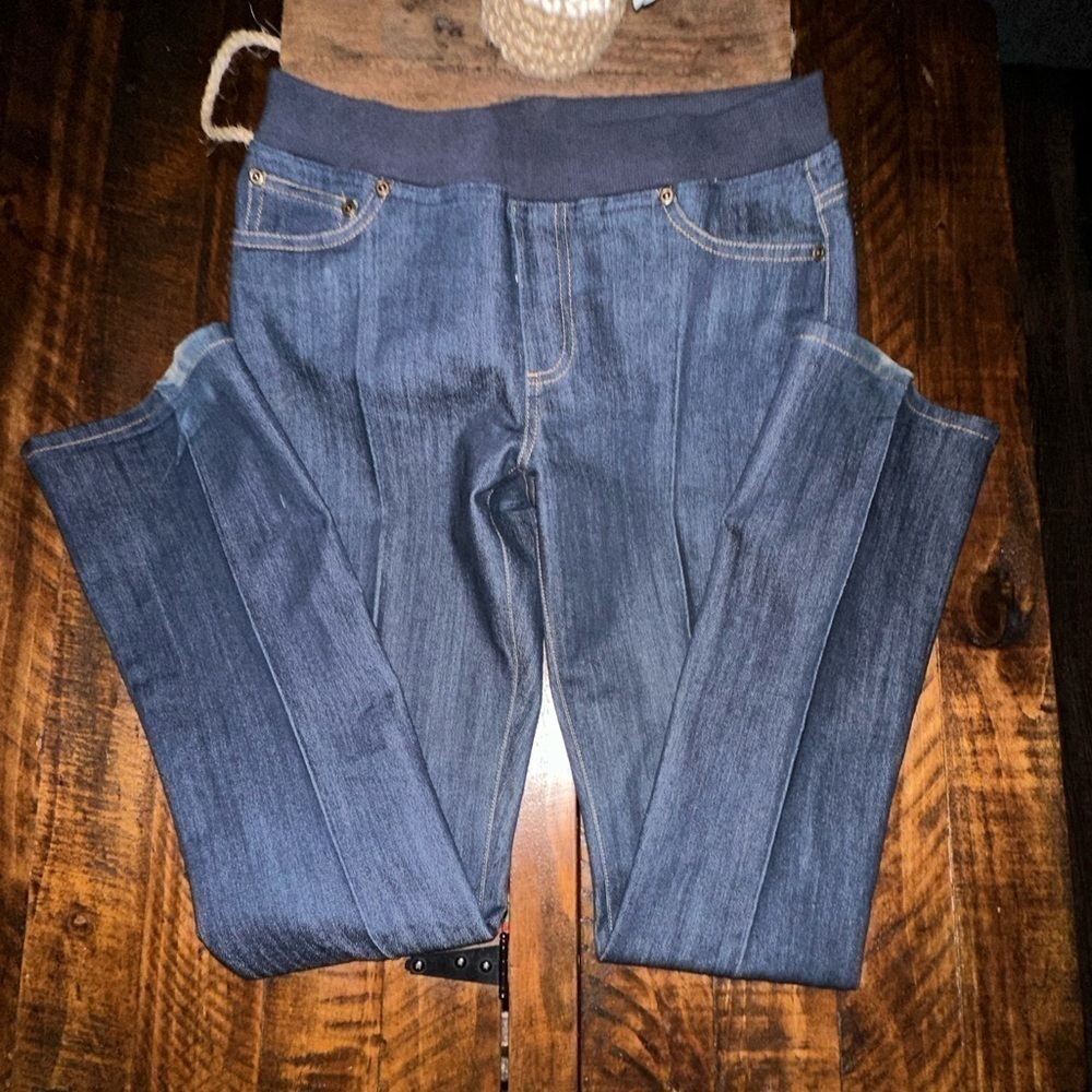 UEC BOSTON PROPER Wide Leg Jean-Womens 6 Dark Wash Stretch Waistband - Picture 2 of 9